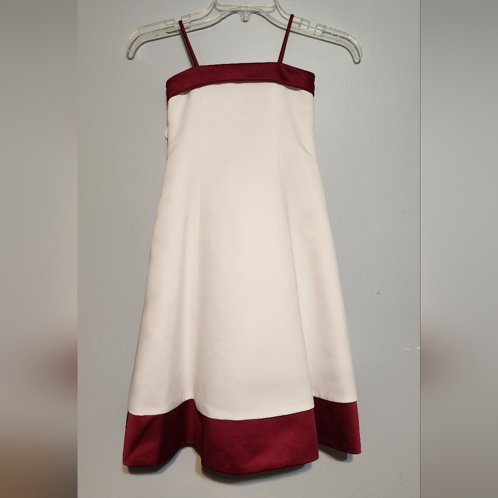 Davids bridal flower girl dress size 3 Ivory & Apple Red